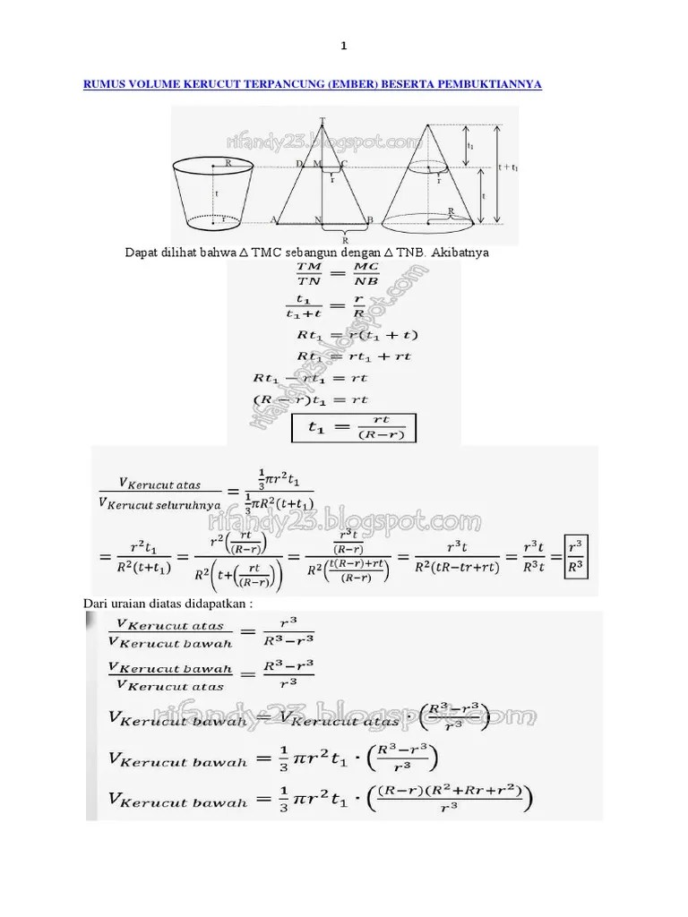 Rumus Volume Kerucut Terpancung | PDF