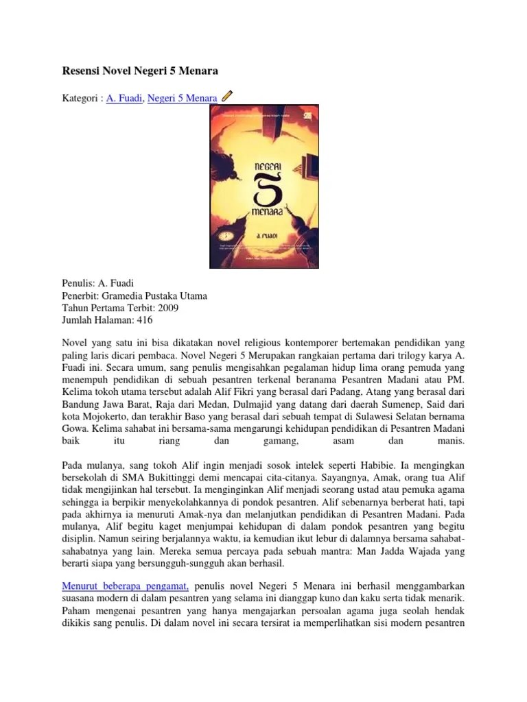 Resensi Novel Negeri 5 Menara | PDF