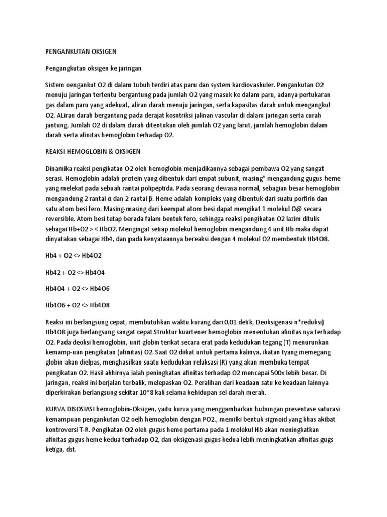 Pengankutan Oksigen by Ganong | PDF
