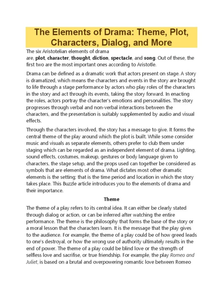 The Elements Of Drama | PDF | Actor | Romeo And Juliet