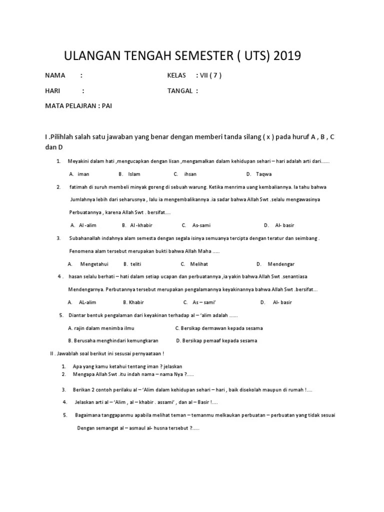 Ulangan Tengah Semester Pdf
