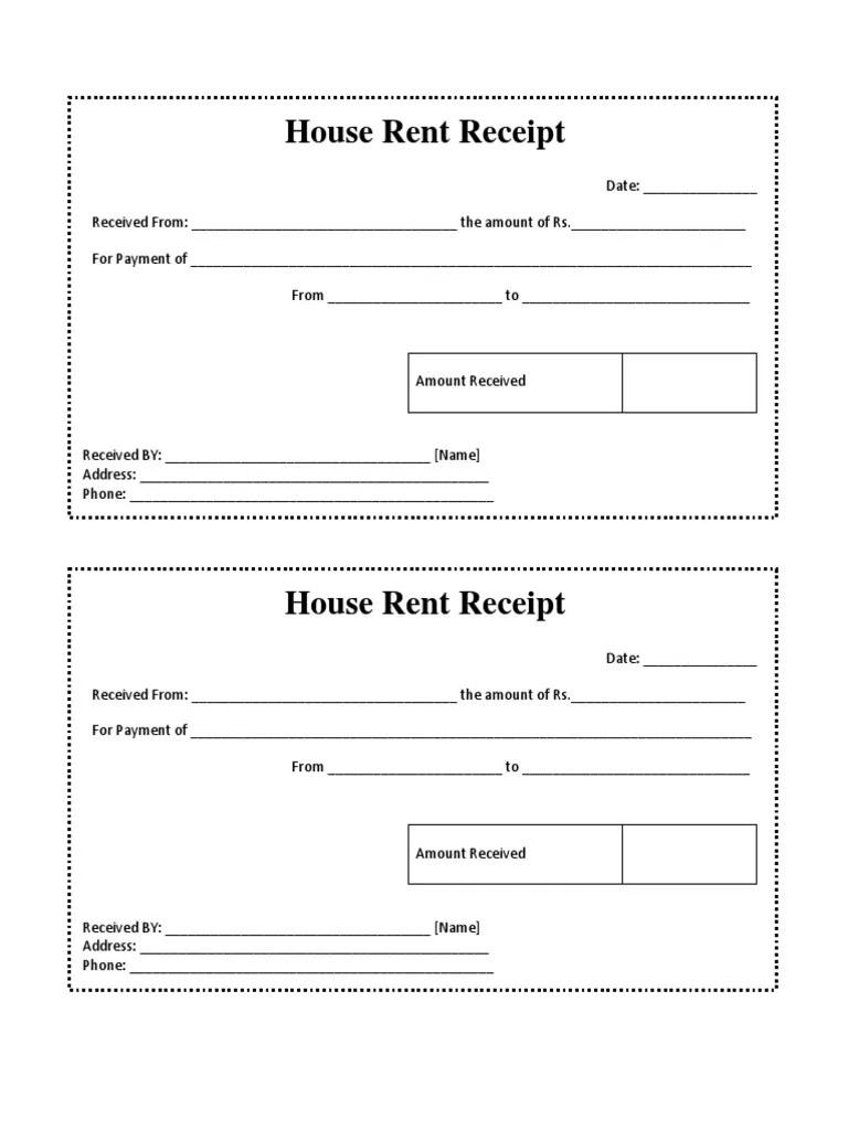 house rent receipt template pdf