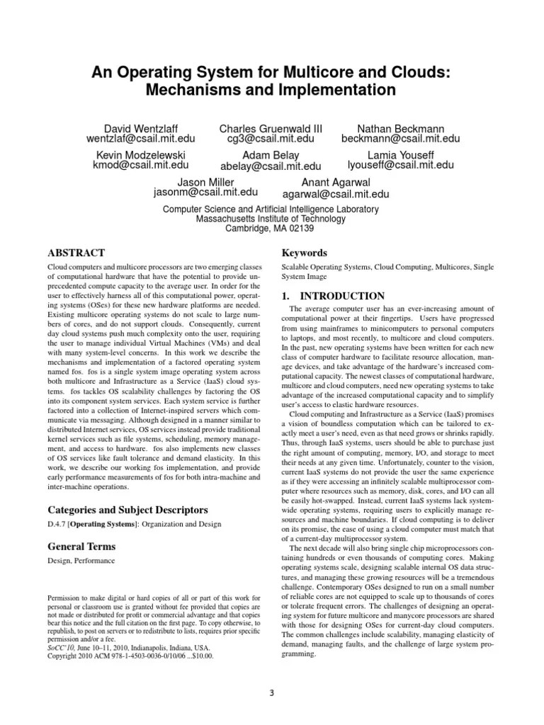 Os For Multicore And Clouds PDF | PDF | Multi Core Processor | Cloud ...