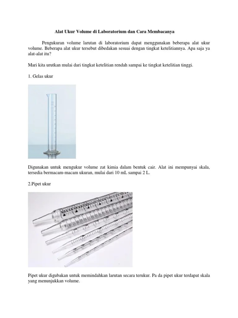Alat Ukur Volume Di Laboratorium Dan Cara Membacanya | PDF