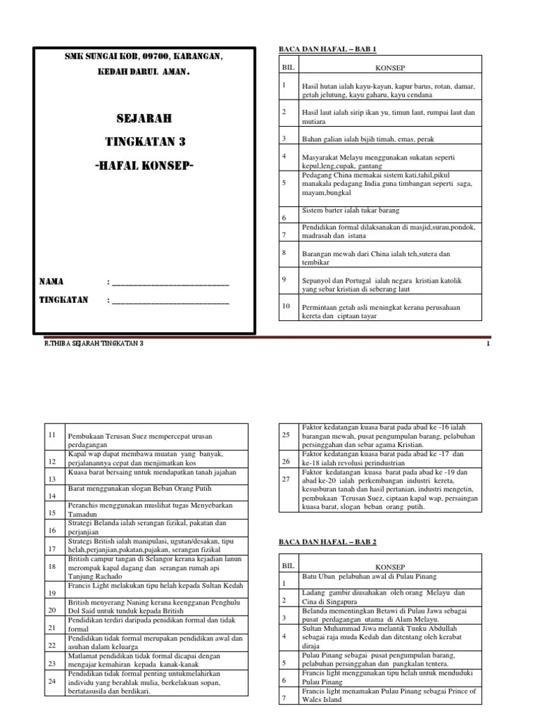 Nota Konsep Sejarah Tingkatan 3 Cute766