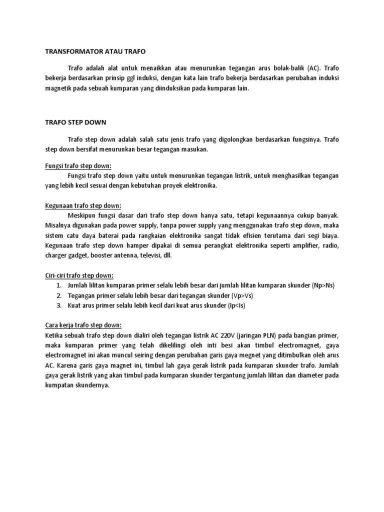 Tugas Transformator Atau Trafo