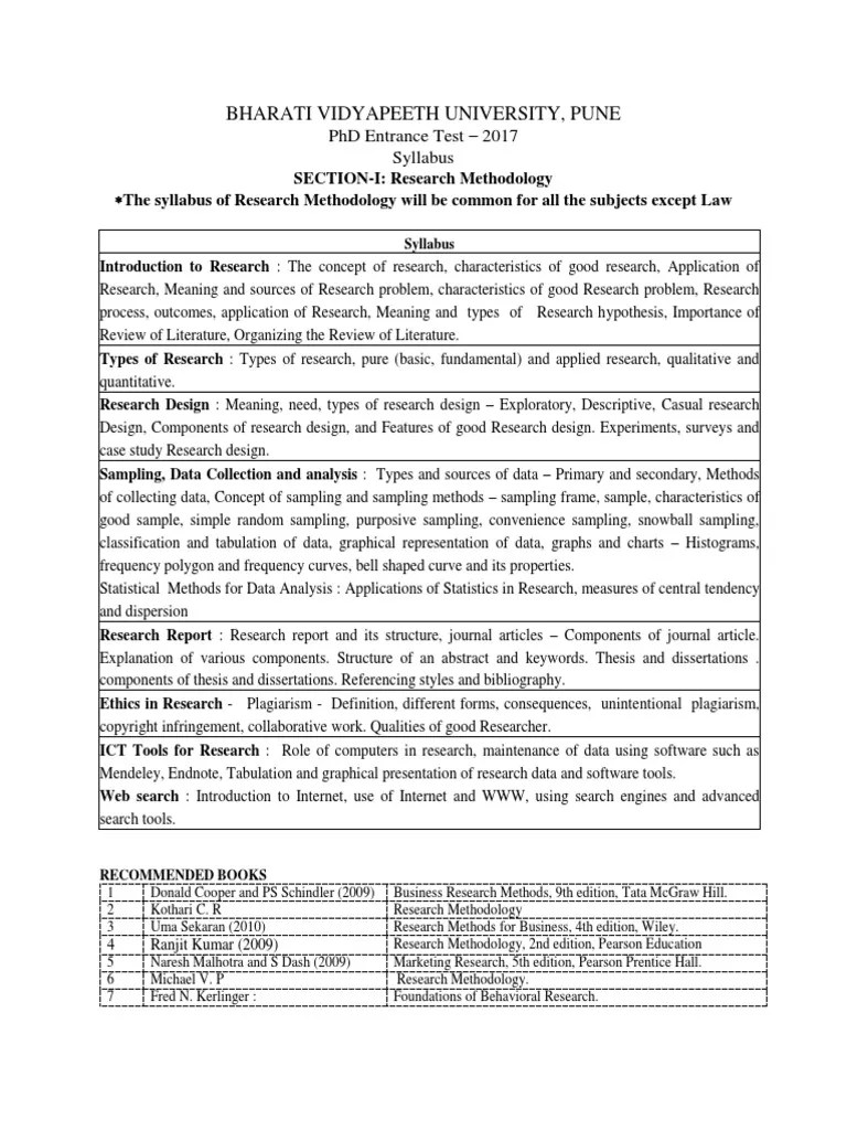 Research Methodology Syllabus | PDF | Research Design | Data