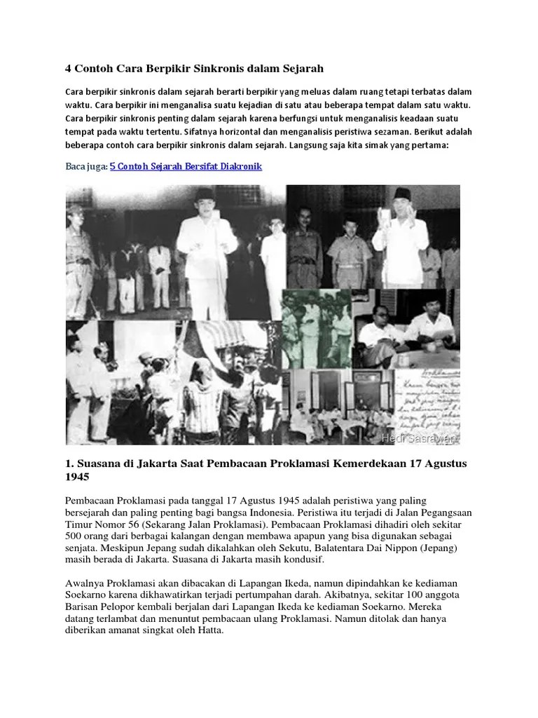 4 Contoh Cara Berpikir Sinkronis Dalam Sejarah | PDF