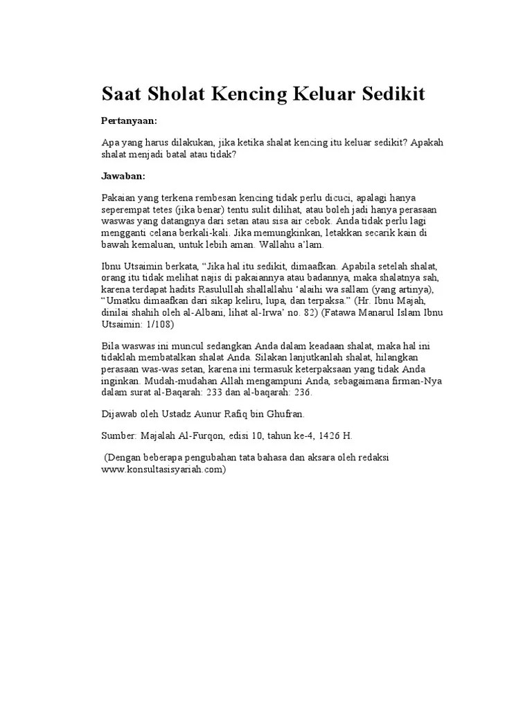 Saat Sholat Kencing Keluar Sedikit | PDF