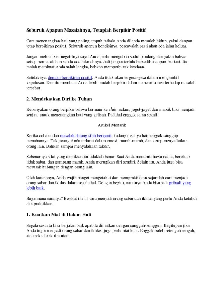 Cara Menenangkan Hati | PDF