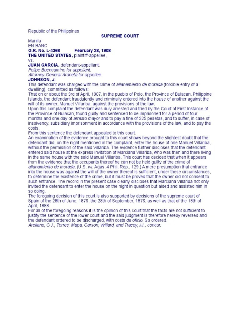 US V Garcia | PDF | Arrest | Judgment (Law)