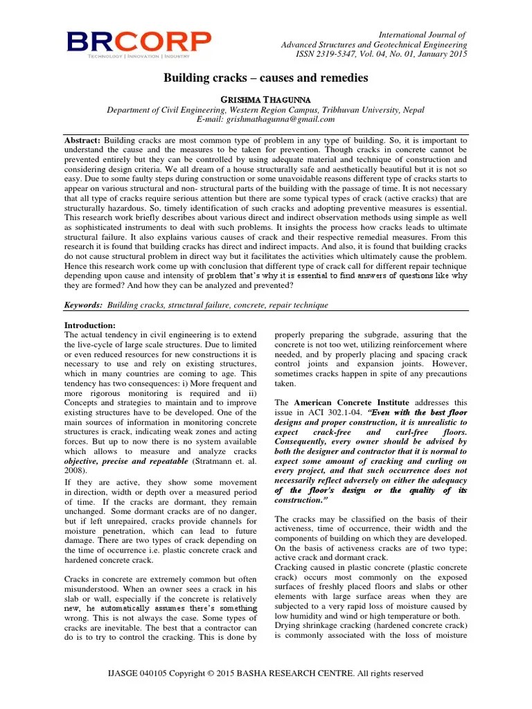 Building Cracks Causes And Remedies PDF | PDF | Creep (Deformation) | Corrosion