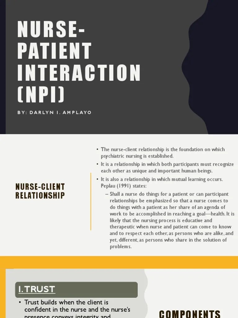 Nurse-Patient Interaction (NPI) : By: Darlyn I. Amplayo | PDF | Nonverbal Communication ...