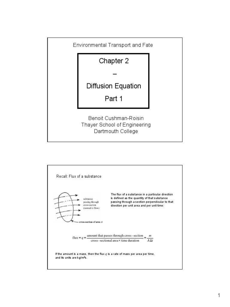 Diffusion Equation: Environmental Transport And Fate | PDF | Flux | Diffusion