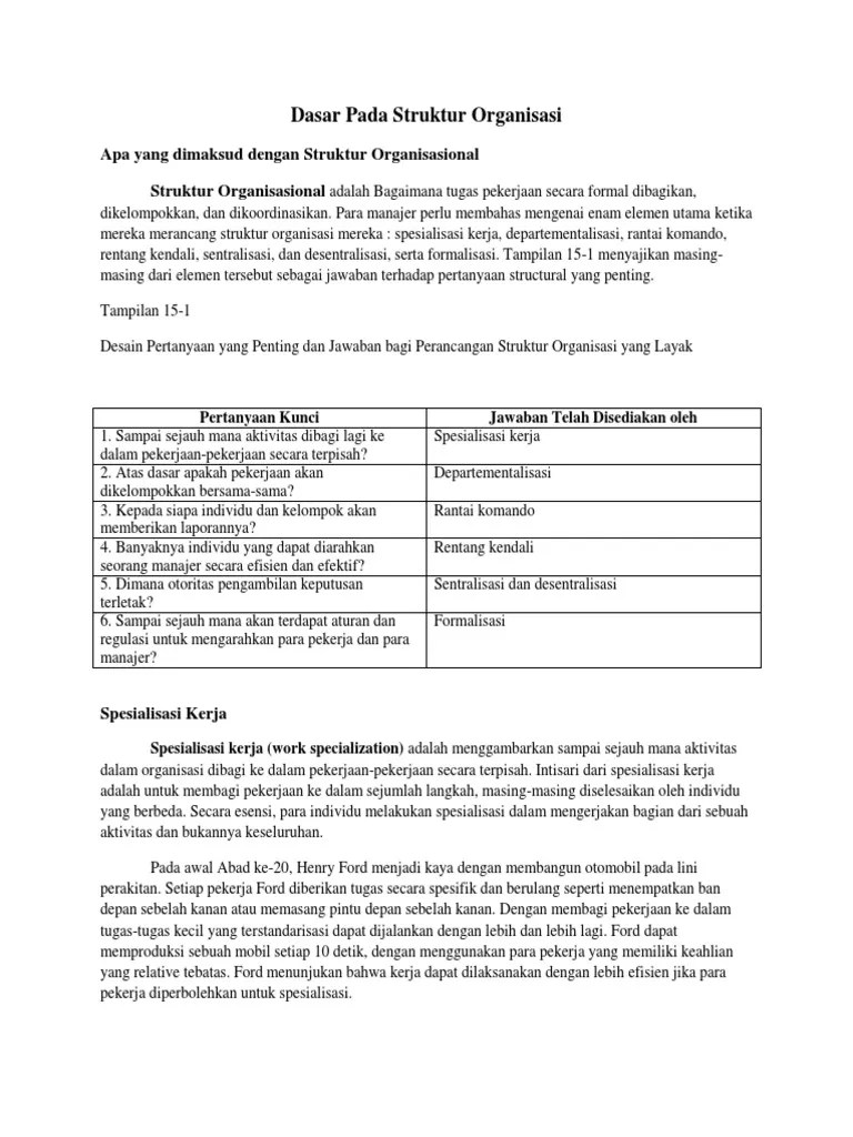 Dasar Pada Struktur Organisasi | PDF