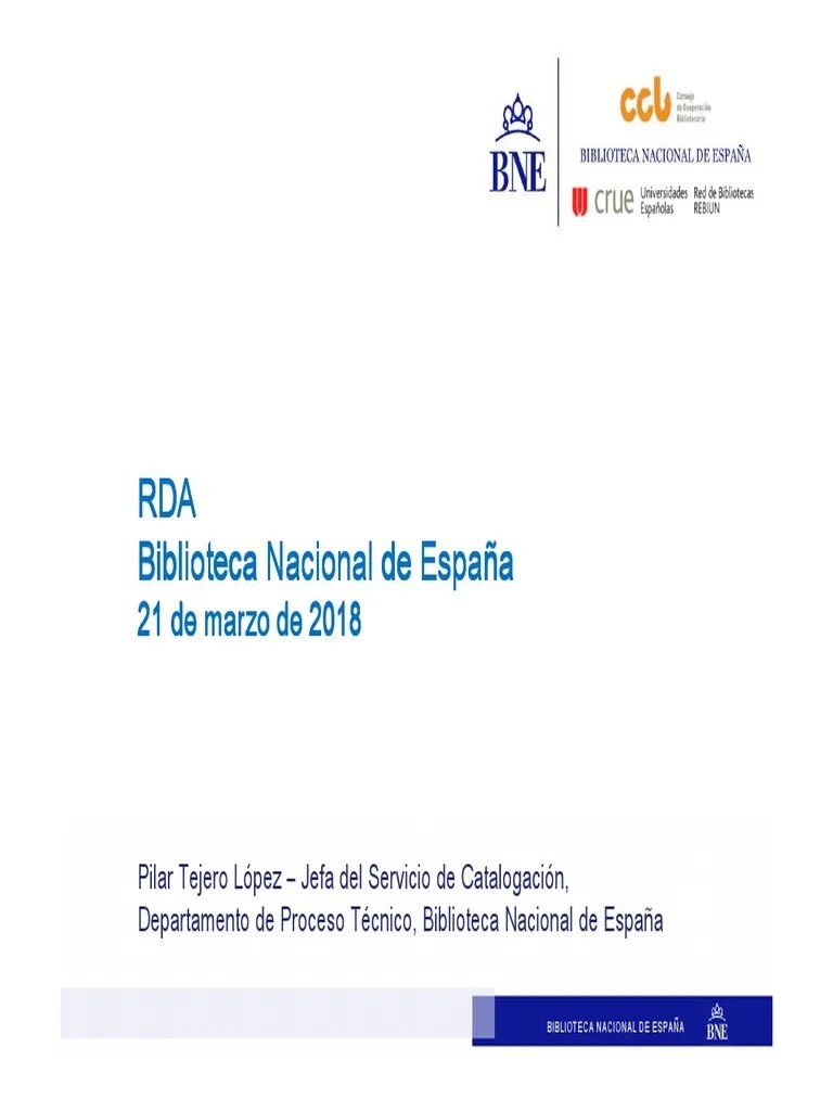 RDA (Publicado 21 Marzo 2018) | PDF | Metadatos | Catalogación