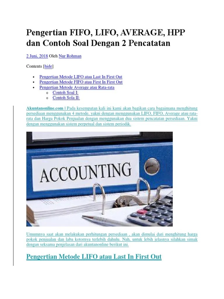 Saburai melakukan perlakuan (pembelian, penjualan) . Pengertian Fifo Pdf