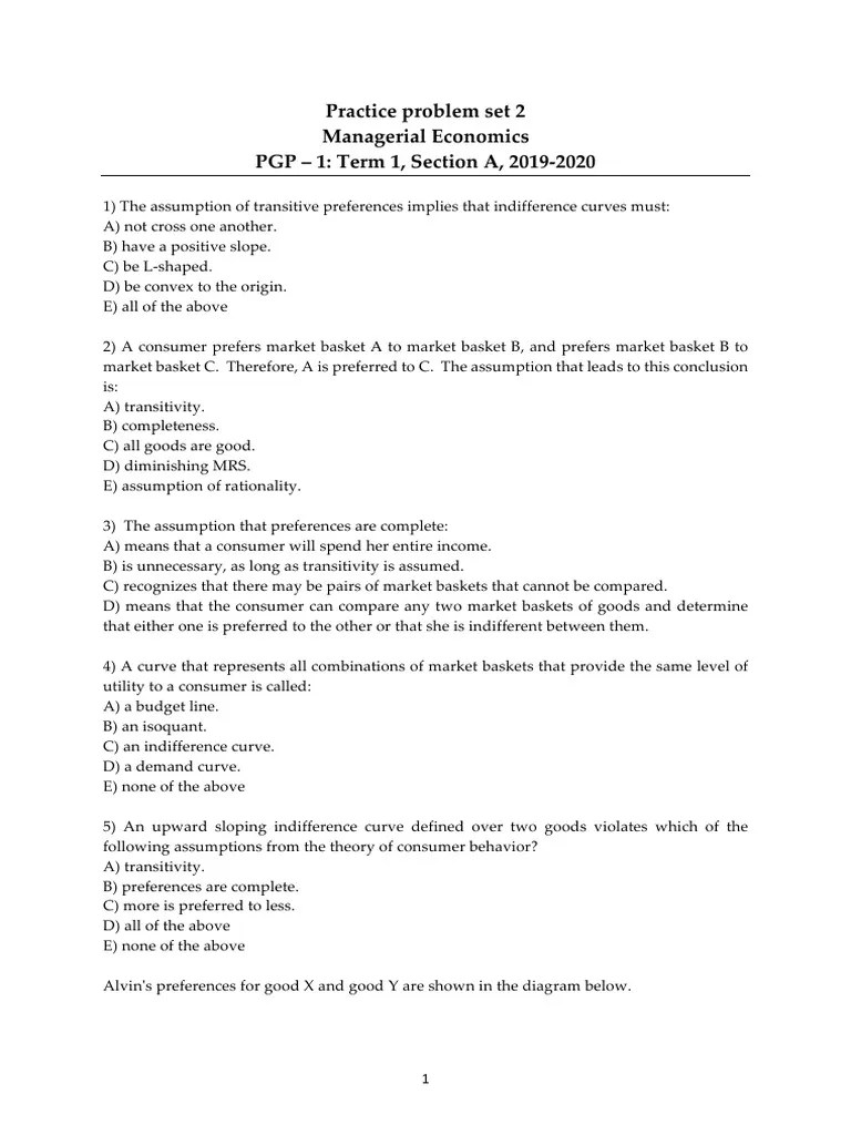 Practice Problem Set 2 | PDF | Demand | Price Elasticity Of Demand