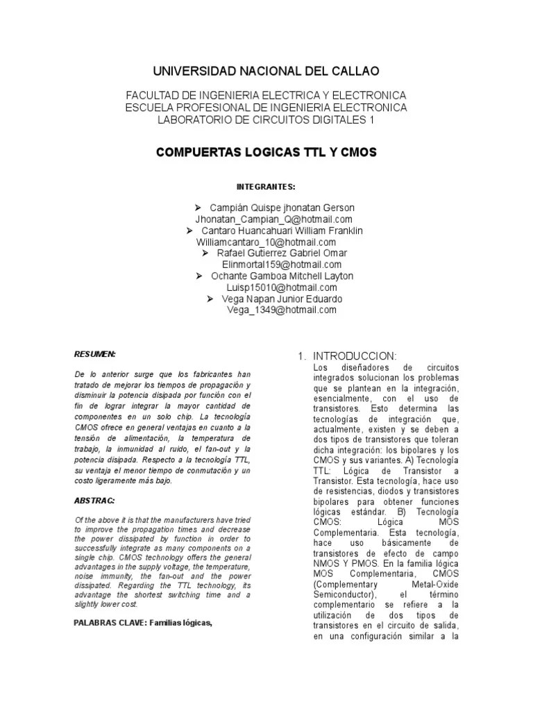 TTL Transistores Final XD | PDF | Cmos | Circuito Integrado