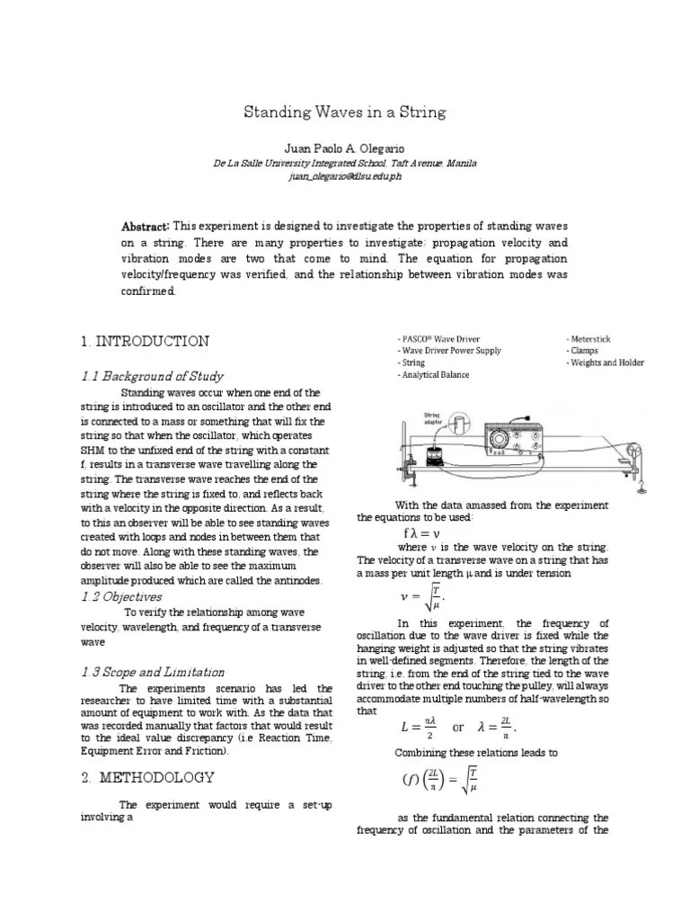 Standing Waves In A String | Download Free PDF | Waves | Tension (Physics)
