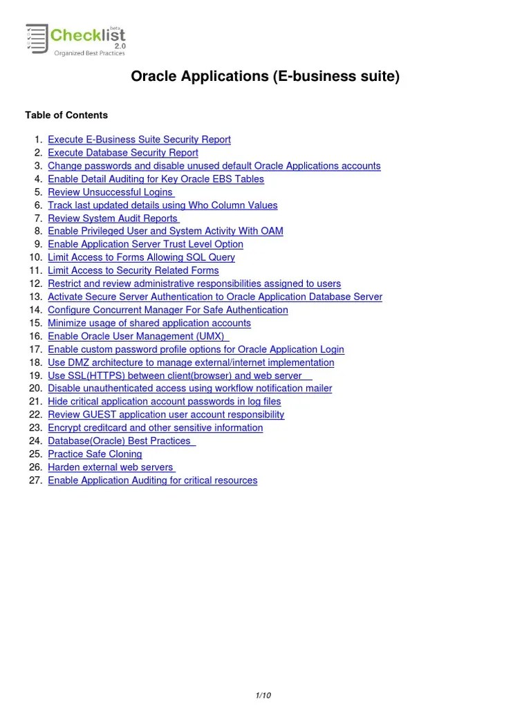 Oracle Applications (E-Business Suite) | PDF | Oracle Database | Password