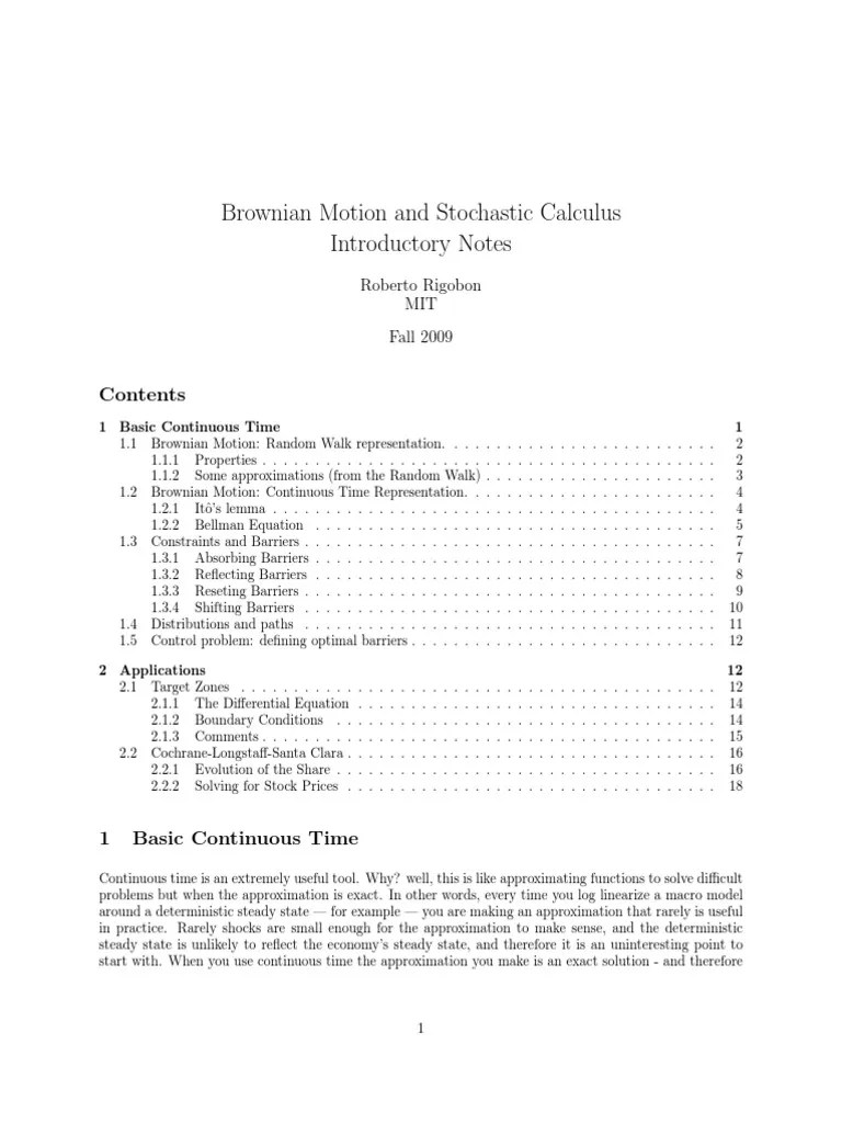 Brownian Motion And Stochastic Calculus | PDF