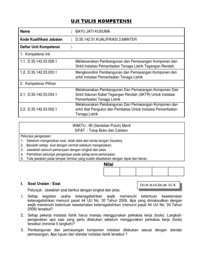 Latihan soal uas semester 1 kelas 9 . Contoh Soal Dan Jawaban Tentang Instalasi - Peranti Guru