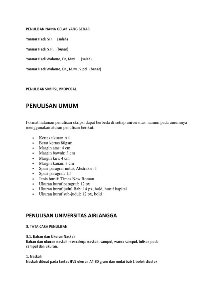 Penulisan Nama Gelar Yang Benar | PDF