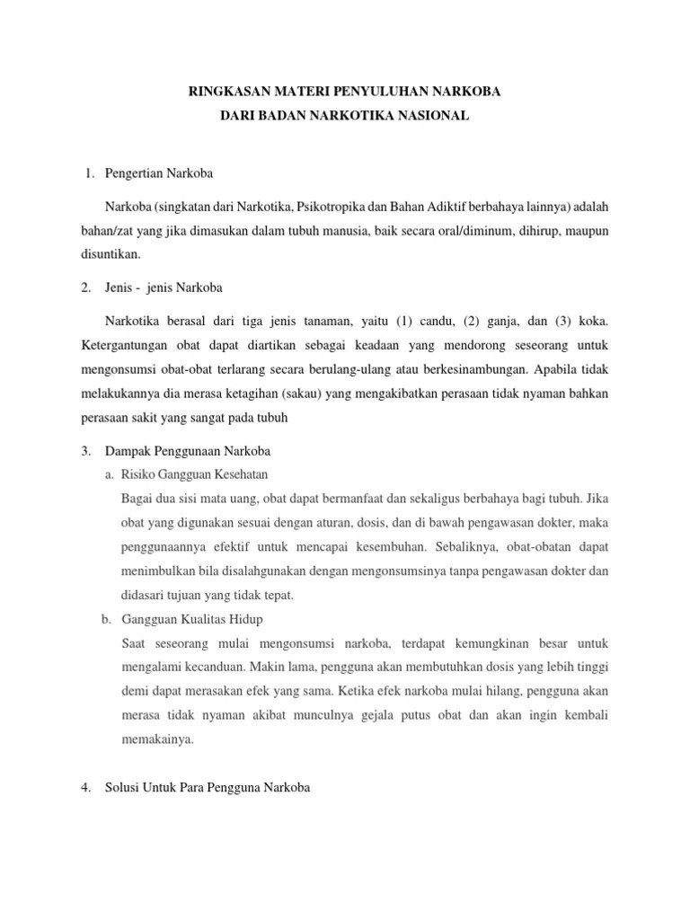 Ringkasan Materi Penyuluhan Narkoba | PDF