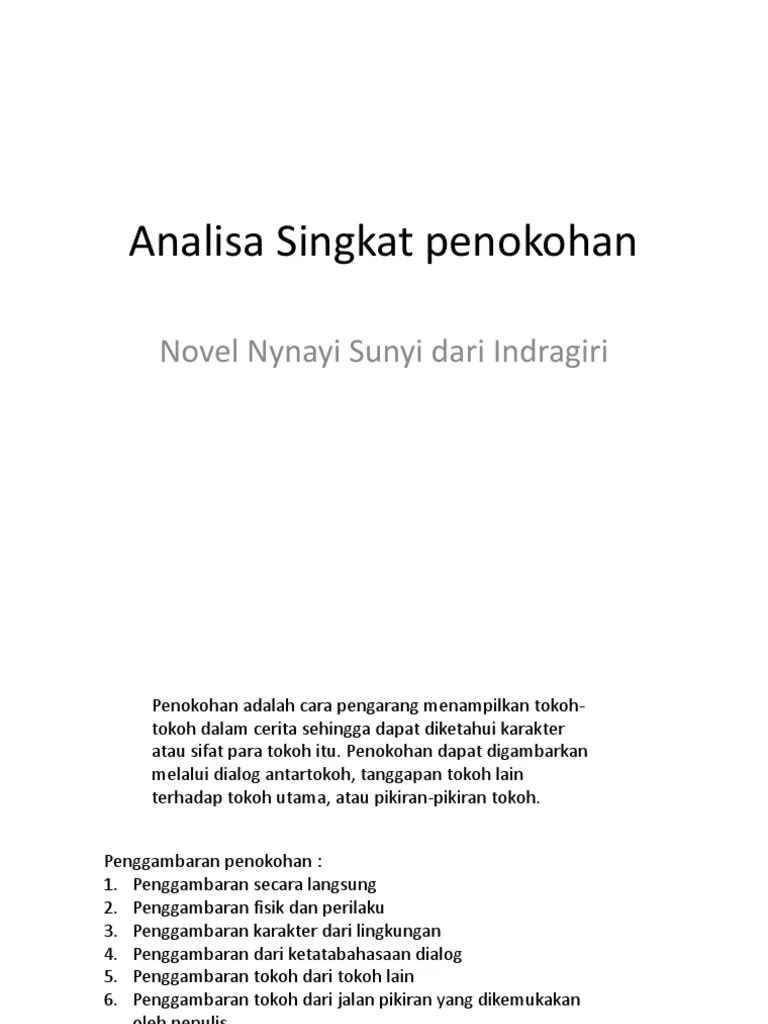 Analisa Singkat Penokohan Novel