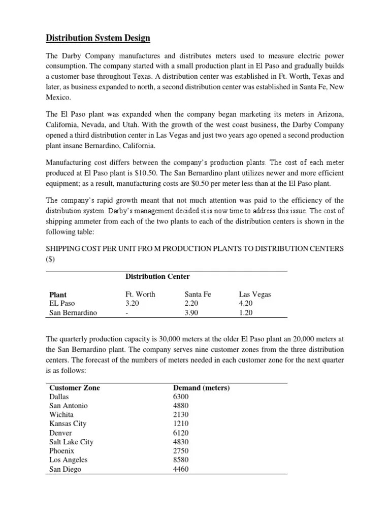 Case - Distribution System Design (Transportation) | PDF | El Paso ...