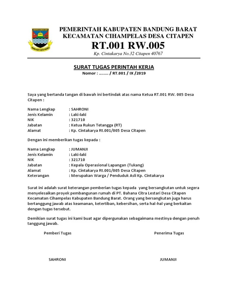 Surat Perintah Kerja | PDF