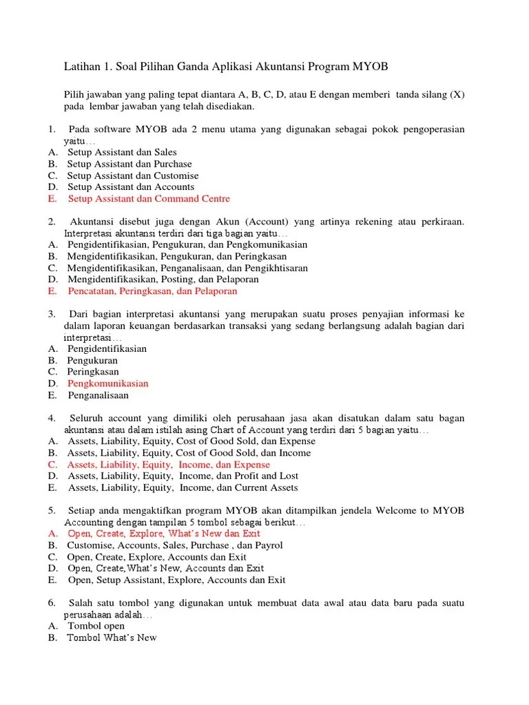 Soal Pilihan Ganda Tentang Jurnal Kusus Perusahaan Dagang Kelas Xi Beserta Jawabannya - Soal Dan Jawaban Myob Akuntansi - Dunia Sekolah ID