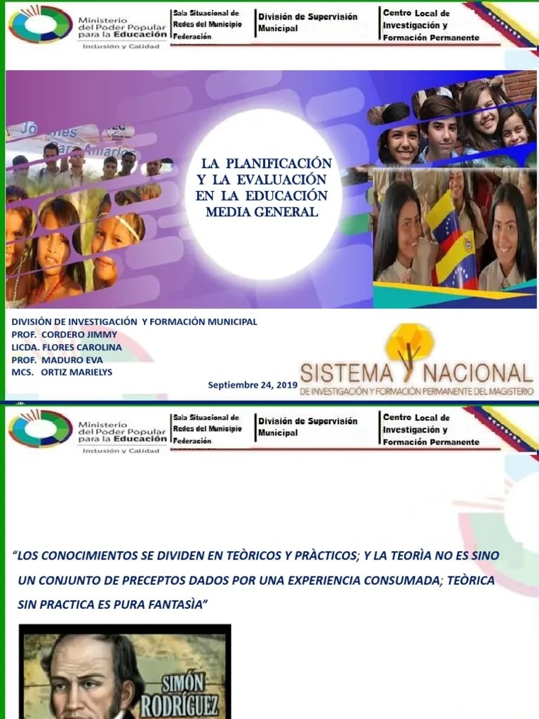 Transformación Pedagógica En La Educación Media General: Planificación, Evaluación Y Referentes ...