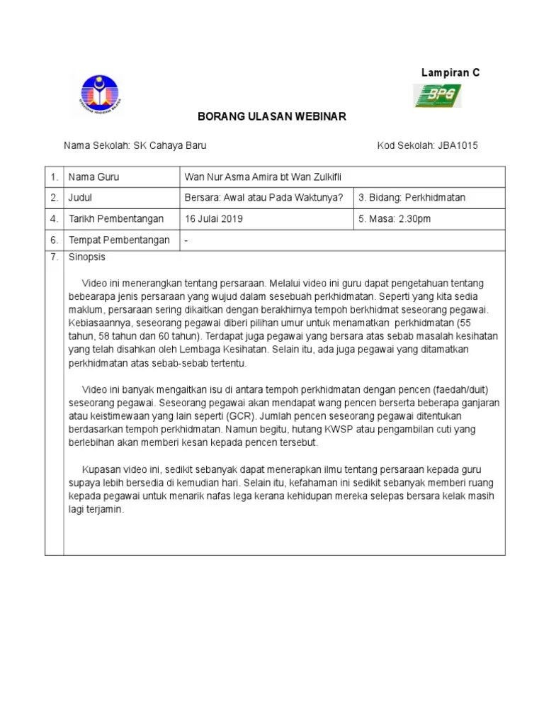 Untuk menjadi seorang juara di samping turut memasukkan elemen contoh . Ulasan Bersara Awal Atau Pada Waktunya Pdf