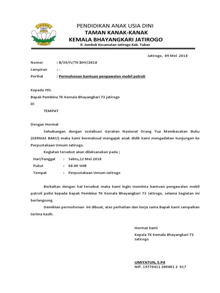 Contoh Surat Permohonan Pengawalan Patwal Surat Permohonan - Riset