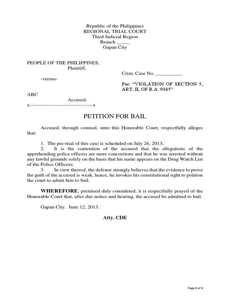 Petition For Bail Drugs | PDF