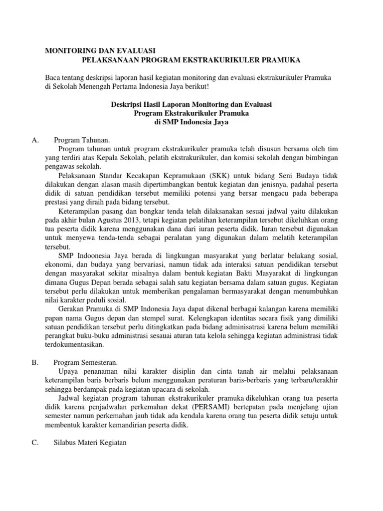 Evaluasi kegiatan program dan anggaran kinerja menggunakan format. 22 Contoh Laporan Monitoring Dan Evaluasi Kegiatan Sekolah Nusagates