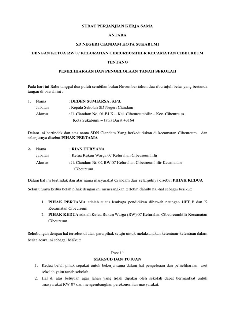 MOU Sekolah Dengan Masyarakat | PDF