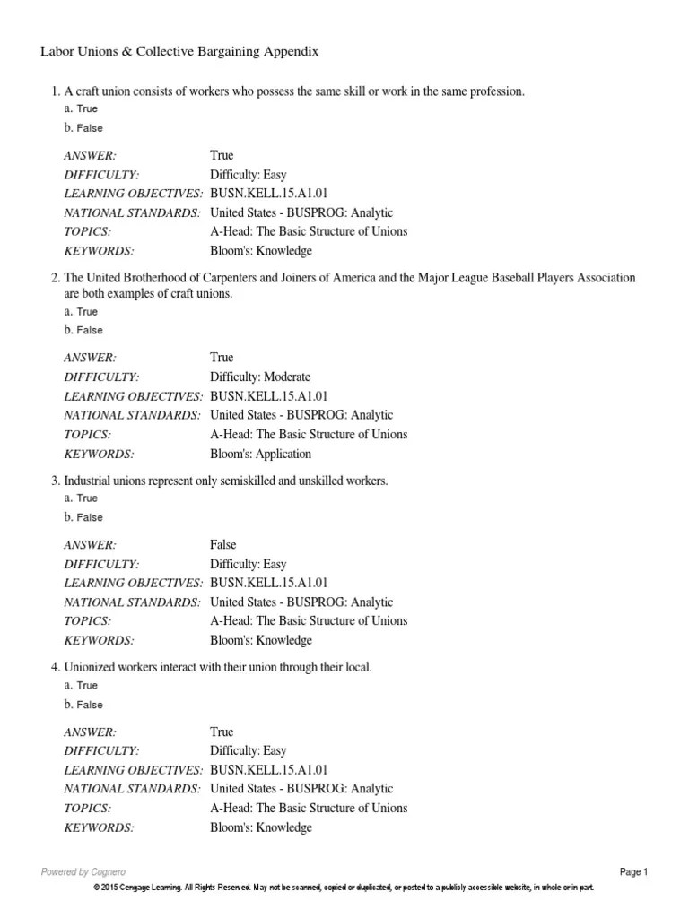 Labor Unions Collective Bargaining Appendix | PDF | Collective Bargaining | United States Labor Law