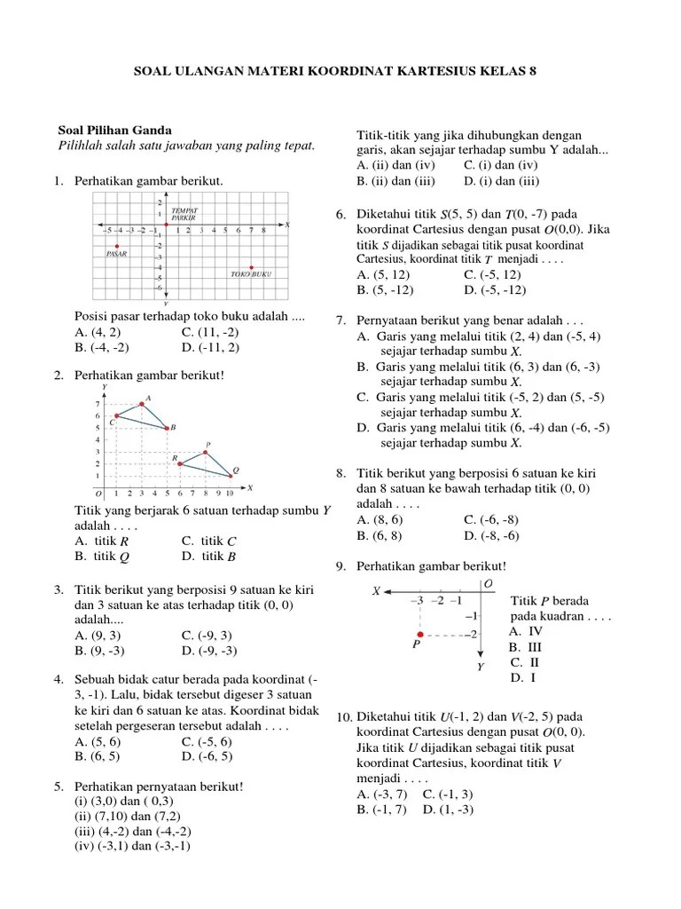 Soal Ulangan Diagram Kartesius Kelas 8 Cute766