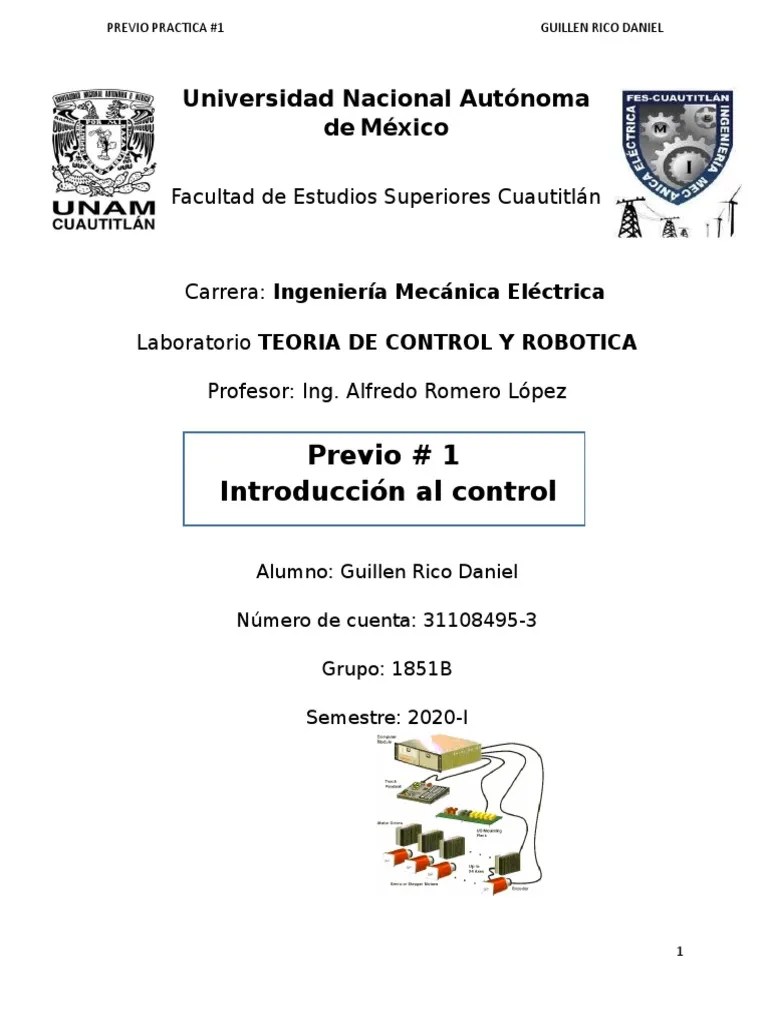 Previo-2 Teoría De Control | PDF | Herramientas | Electrónica