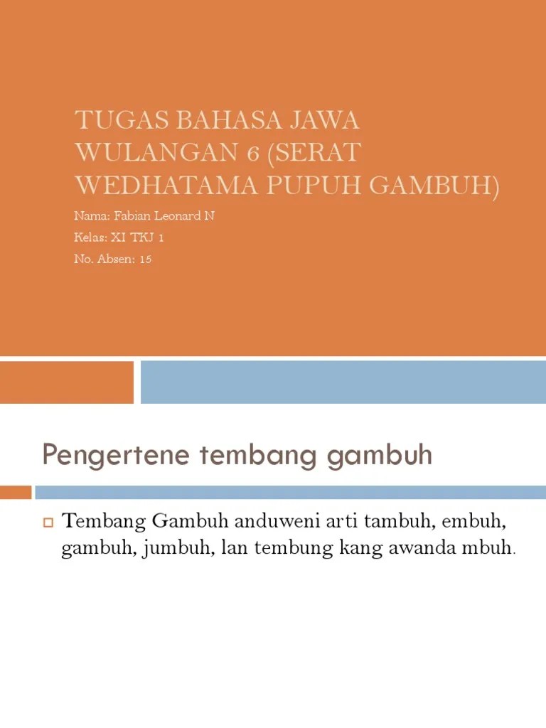 Gambuh berarti jumbuh, jubuh merupakan bahasa jawa yang mempunyai arti selaras atau seimbang. Fabian Leonard N 15 Xitkj1
