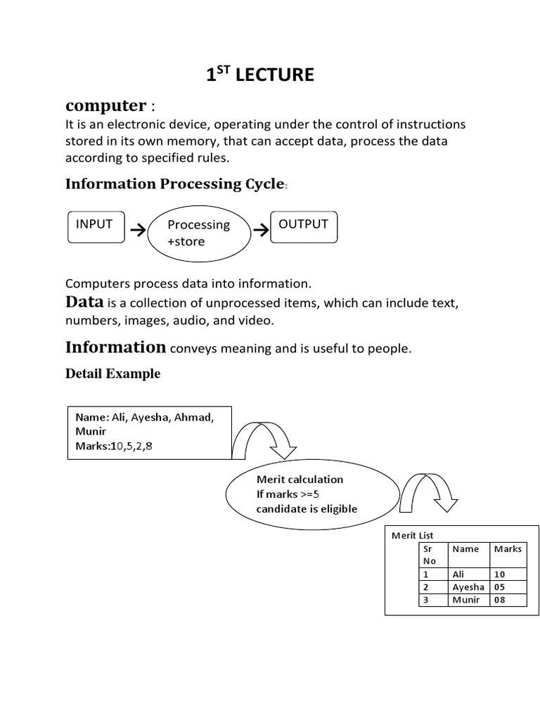 Computer:: Information Processing Cycle | Download Free PDF | Graphical ...