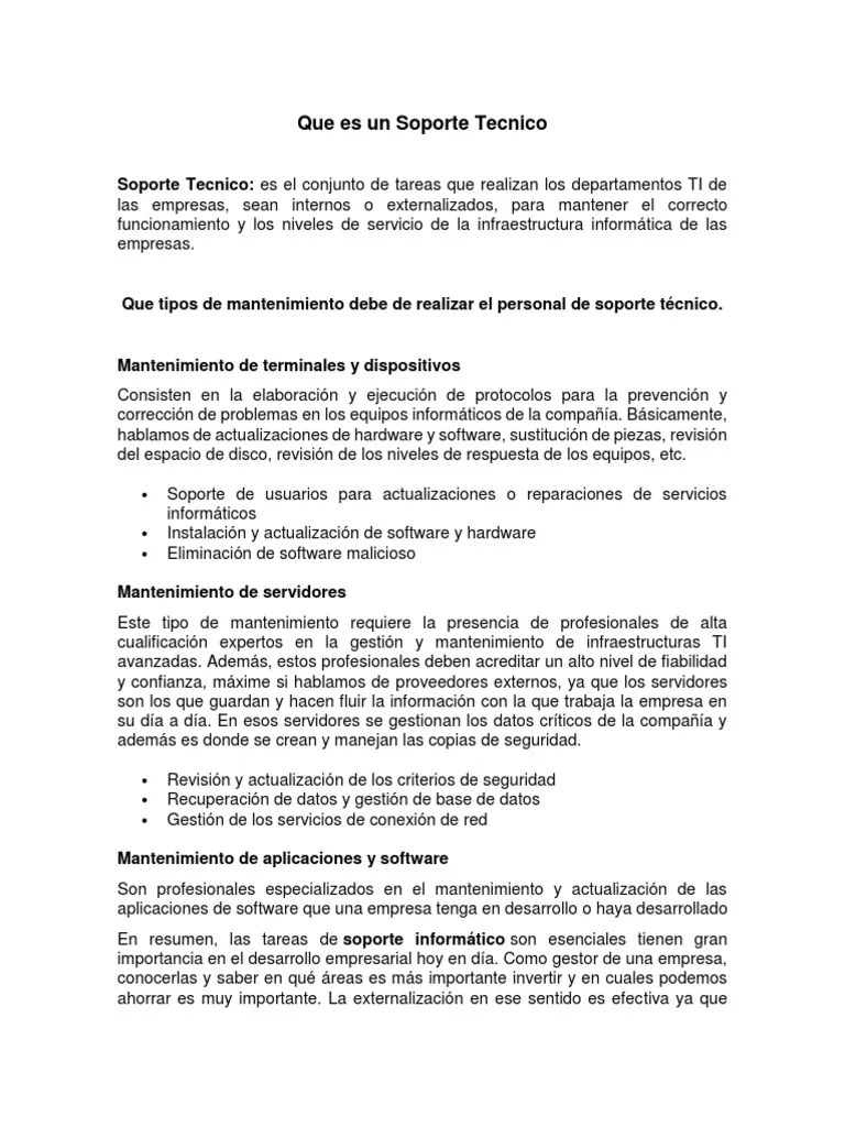 Que Es Un Soporte Tecnico | PDF | Soporte Técnico | Servidor (Computación)