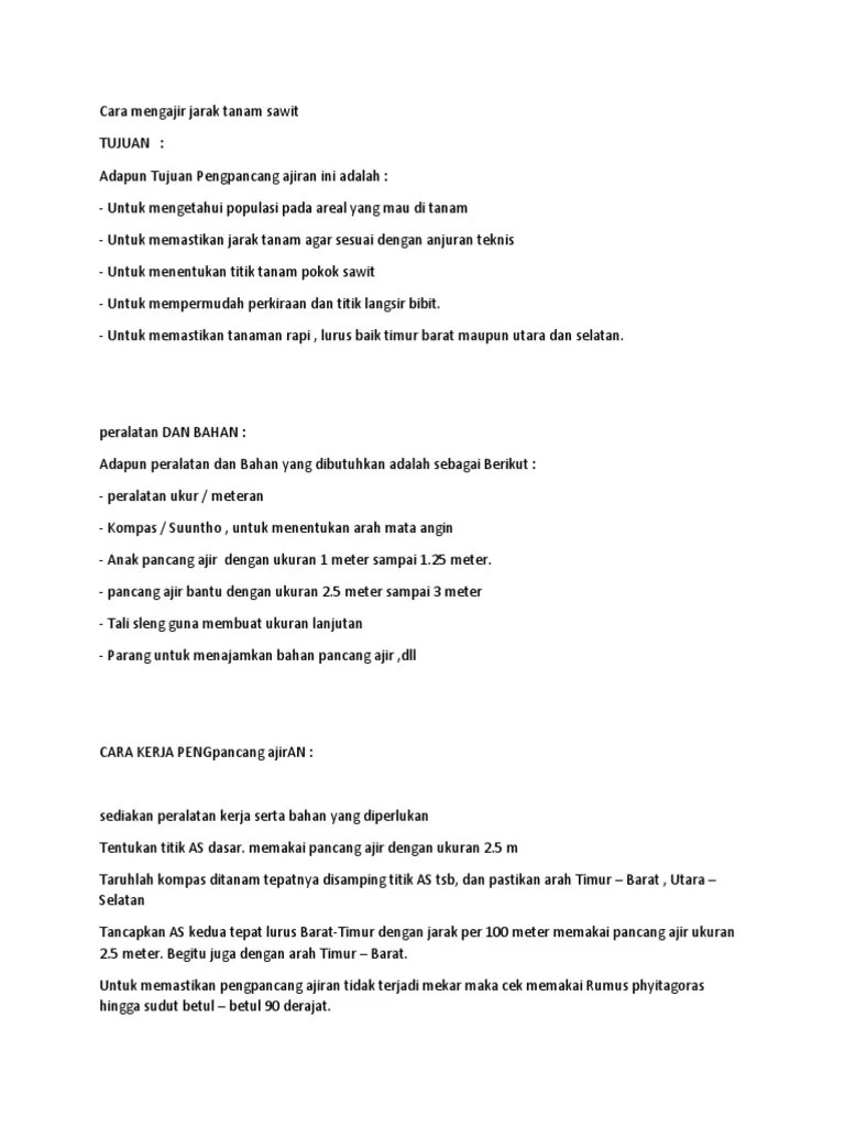 Cara Mengajir Jarak Tanam Sawit