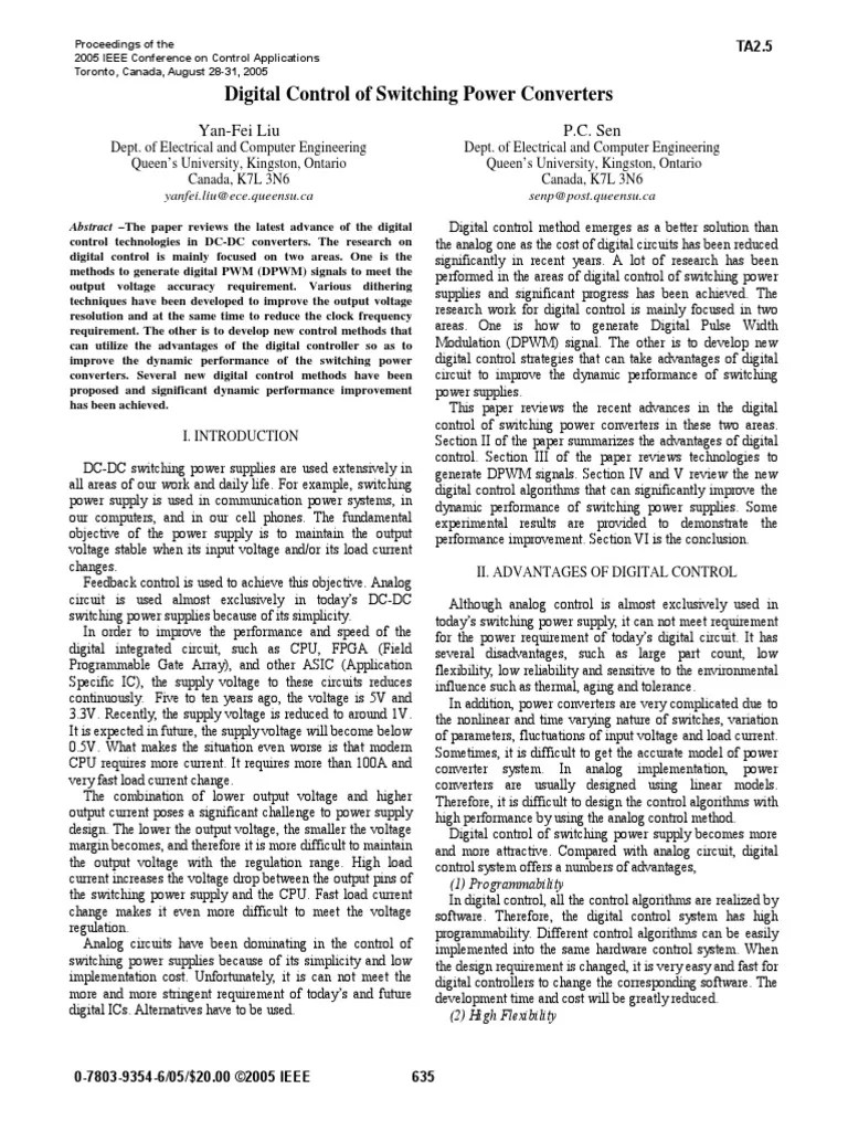 Digital Control Of Switching Power Converters | PDF | Analog To Digital Converter | Power Supply