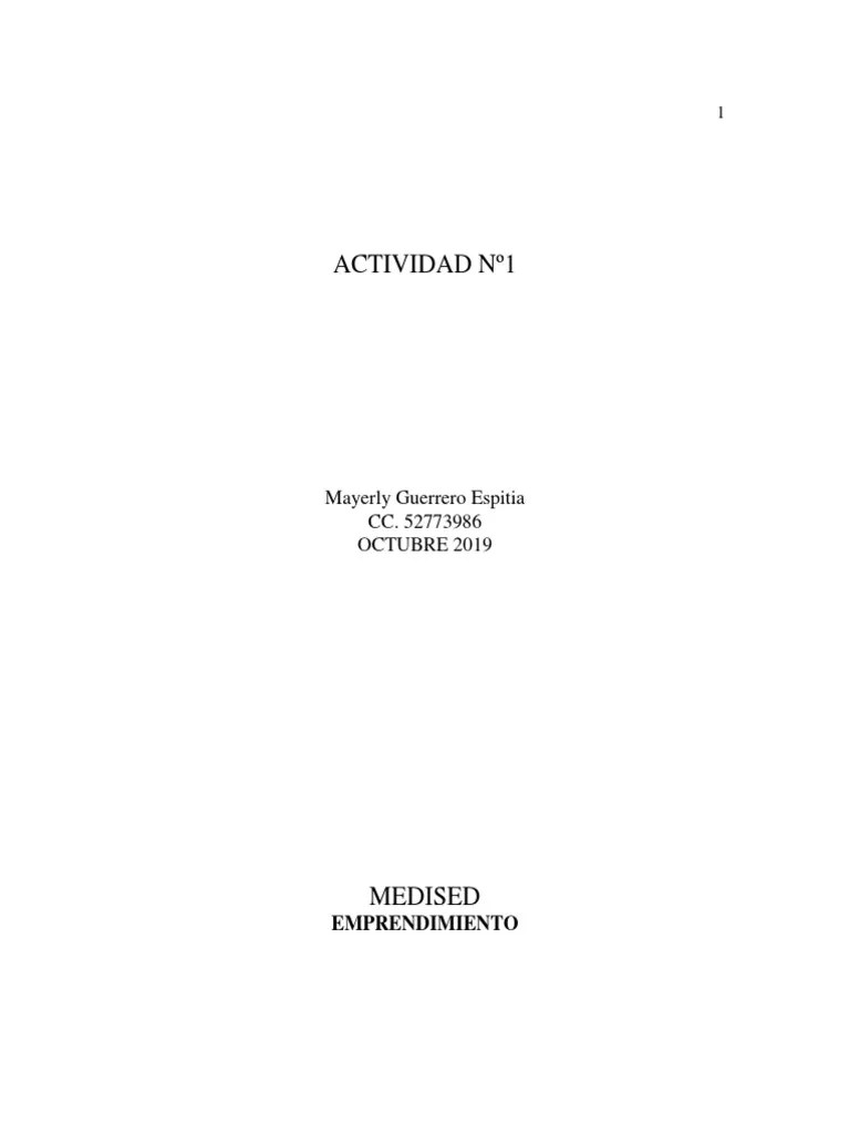 Actividad N 1 EMPRENDIMIENTO | PDF | Iniciativa Empresarial | Diseño