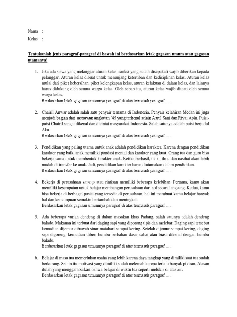 Tugas Menentukan Paragraf | PDF