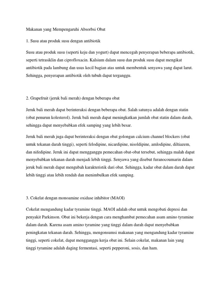 Makanan Yang Mempengaruhi Absorbsi Obat | PDF